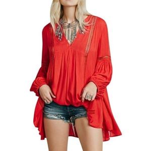 Free People Red Tunic Top